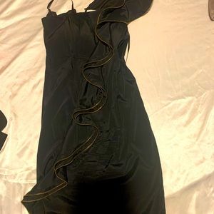 Black short dress with gold and black zipper design in front- worn twice